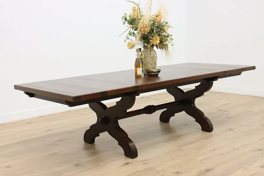 Main image of Traditional Cherry Dining Table, 2 Leaves Open 82," Hickory