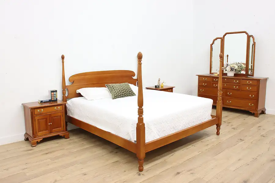 Main image of Stickley Vintage Cherry 4 pc Bedroom Set, King Size Bed