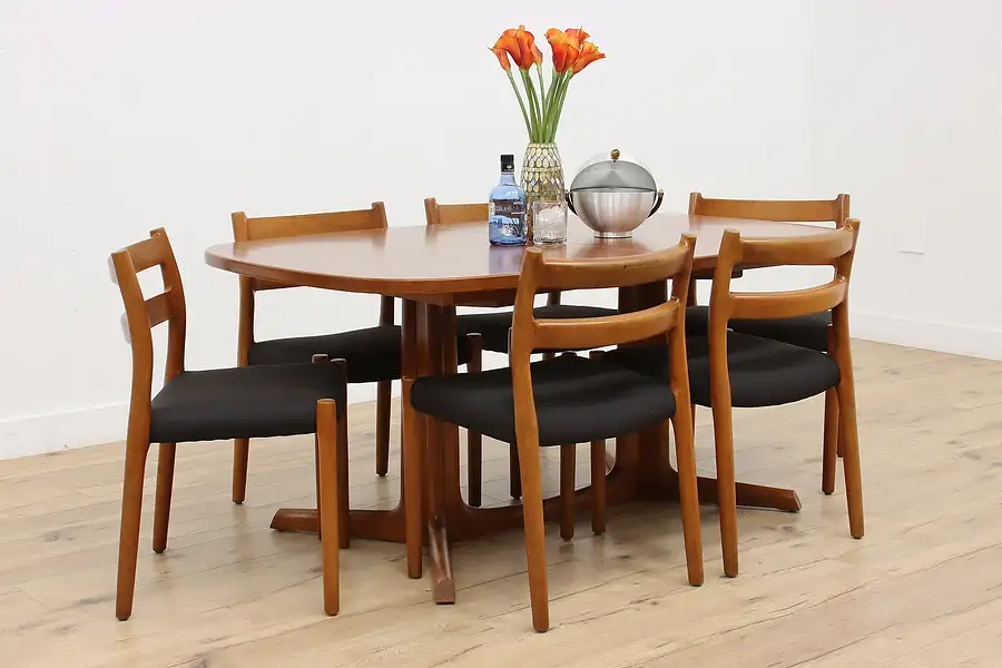 Main image of Midcentury Modern Vintage Dining Set Table & 6 Chairs Signed