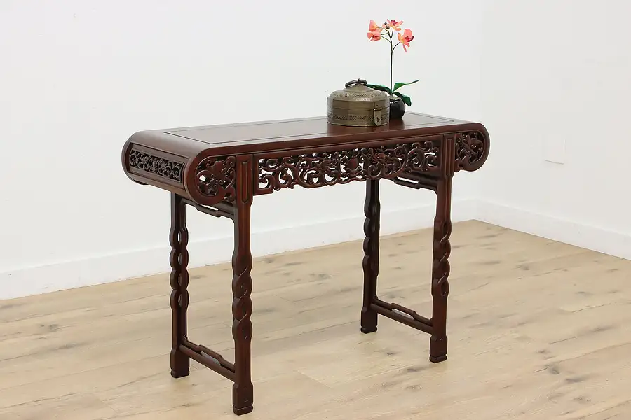 Main image of Chinese Vintage Carved Rosewood Altar Sofa or Hall Console