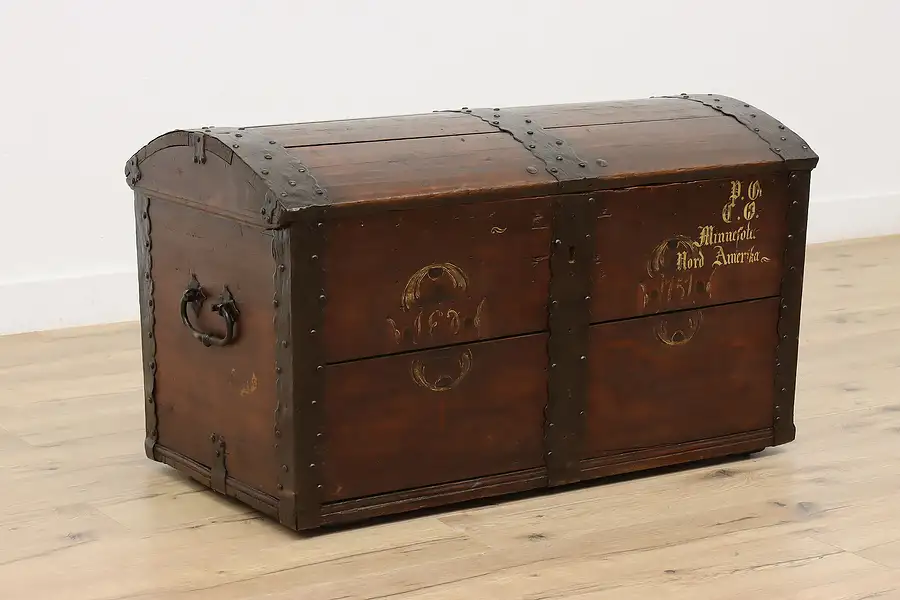 Main image of Farmhouse Antique 1757 Scandinavian Immigrant Trunk or Chest