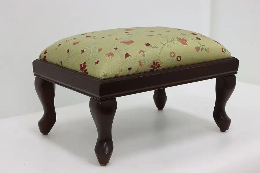 Main image of Mahogany Vintage Footstool, New Italian Tapestry, Bombay