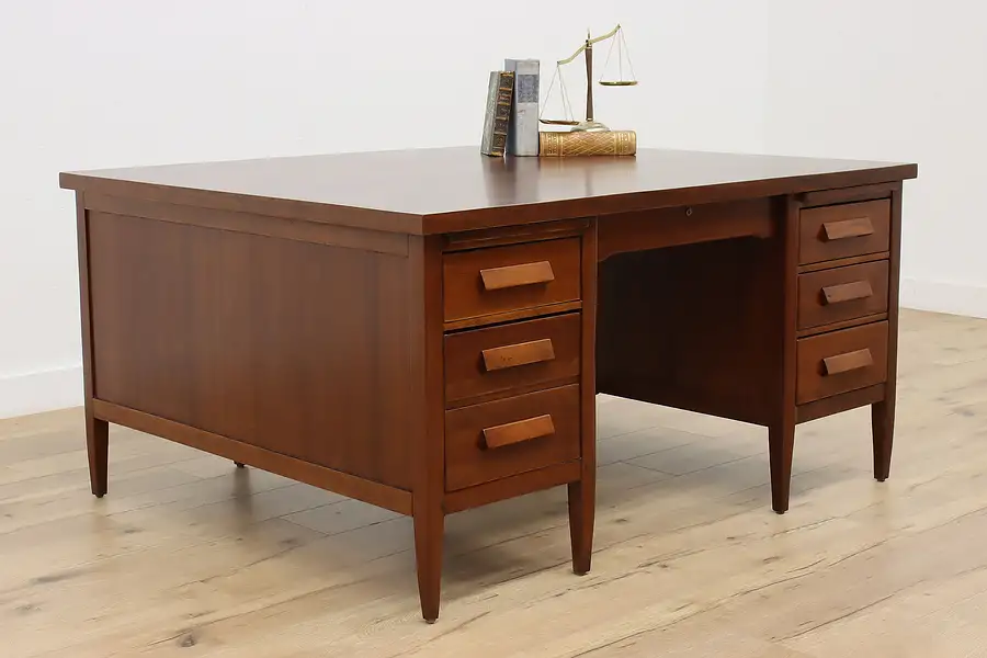 Main image of Traditional Antique Mahogany Office Partner Desk, Leopold