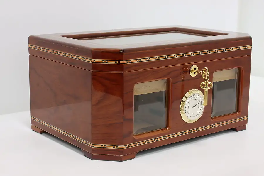 Main image of Rosewood Banded Inlay Vintage Cigar Tobacco Humidor Box