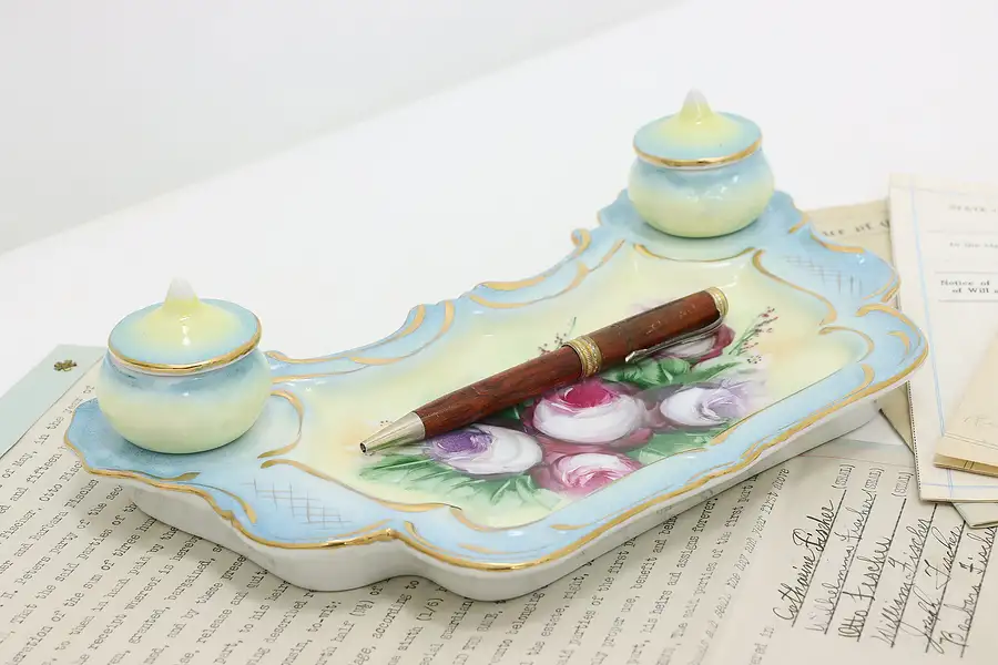 Main image of Victorian Painted Porcelain Desktop Inkwell, R S Prussia