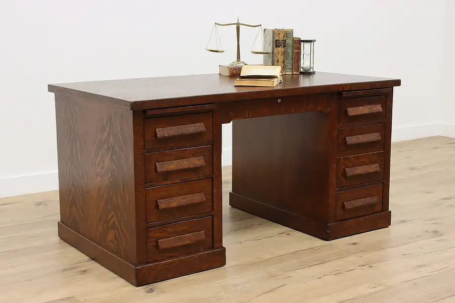 Main image of Craftsman Antique Mission Oak Office or Library Desk Leopold