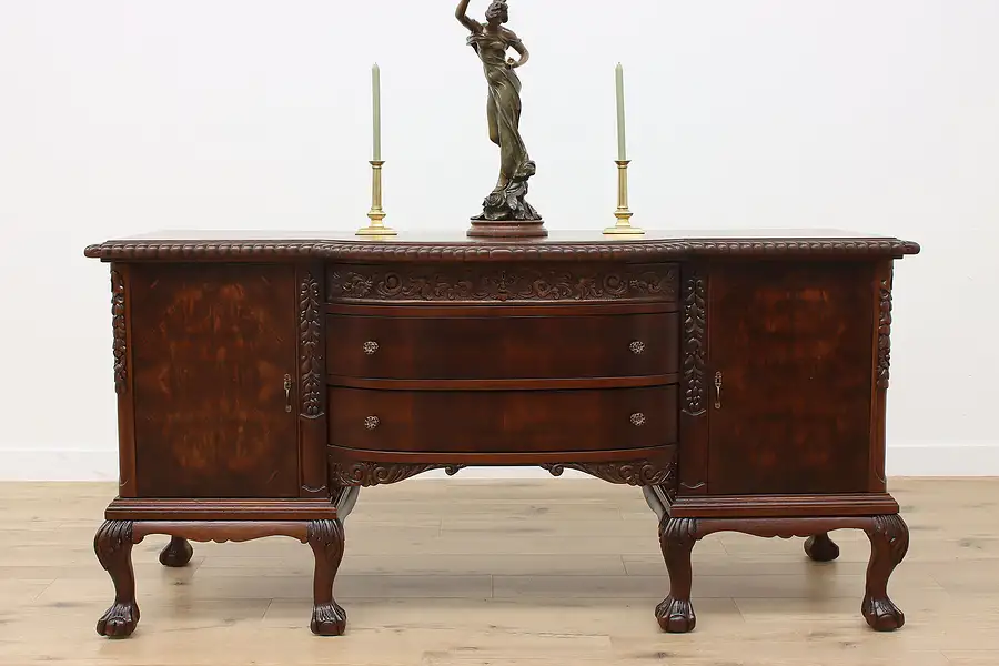 Main image of Italian Antique Buffet Sideboard Console, Claw Feet