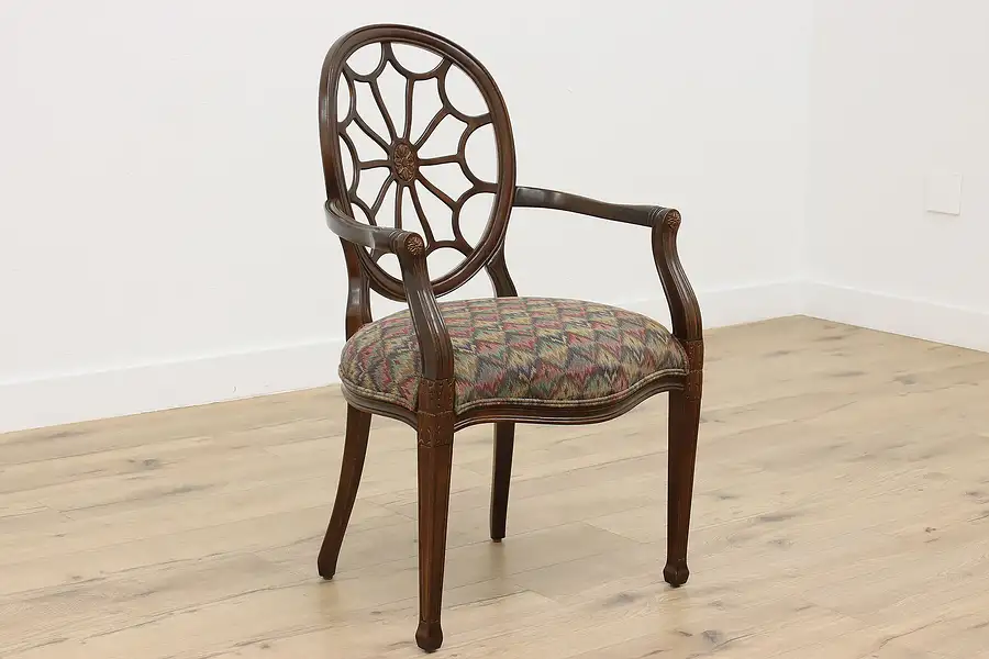 Main image of Ethan Allen Vintage Traditional Design Carved Oak Side Chair