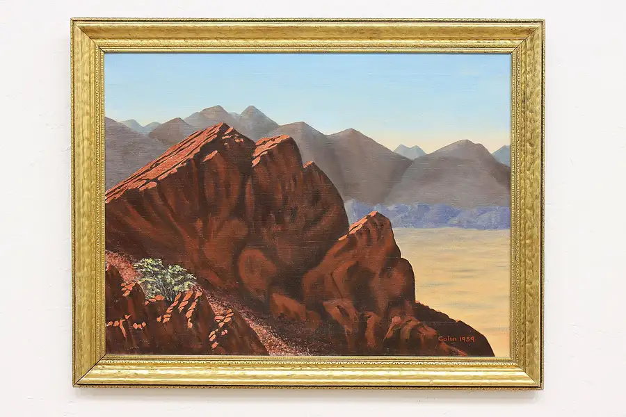 Main image of Desert Rocks Vintage Original Oil Painting, Colin 27.5"