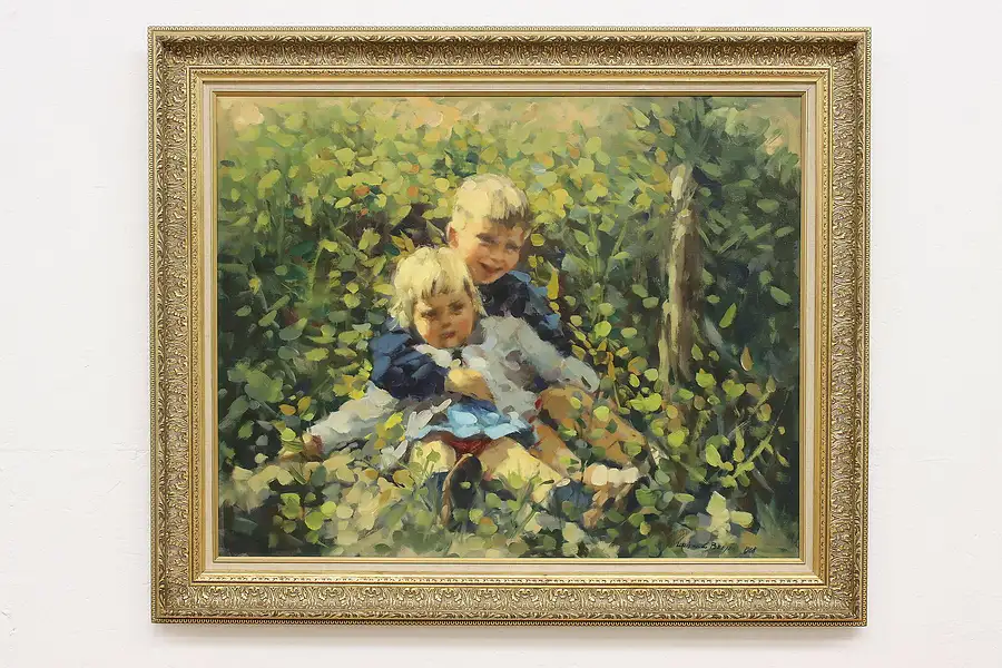 Main image of La Soeurette Vintage Original Oil Painting Beesen 47.5"