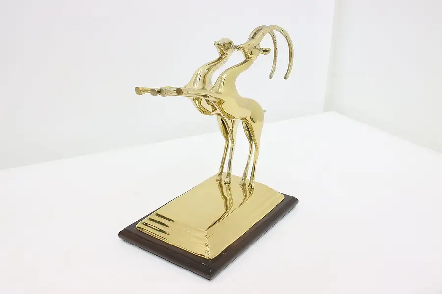 Main image of Brass Vintage Pair of Gazelles Sculpture on Base