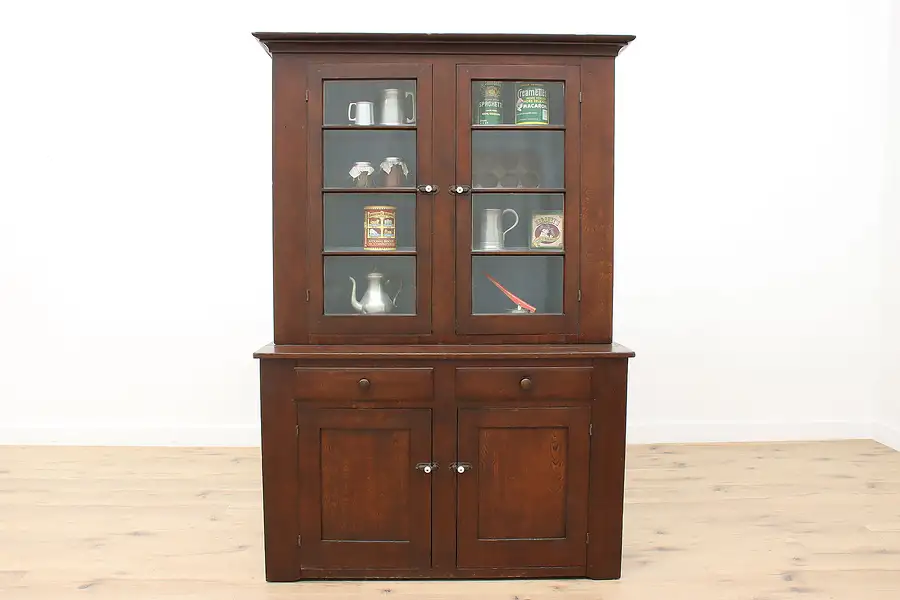 Main image of Farmhouse Antique Poplar Kitchen Pantry Cabinet or Cupboard