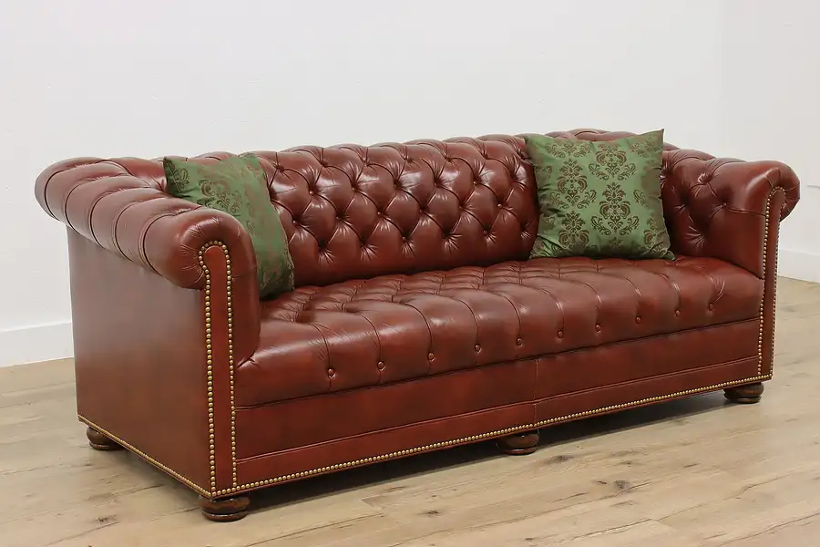 Main image of Chesterfield Tufted Leather Vintage Red Sofa Hancock & Moore