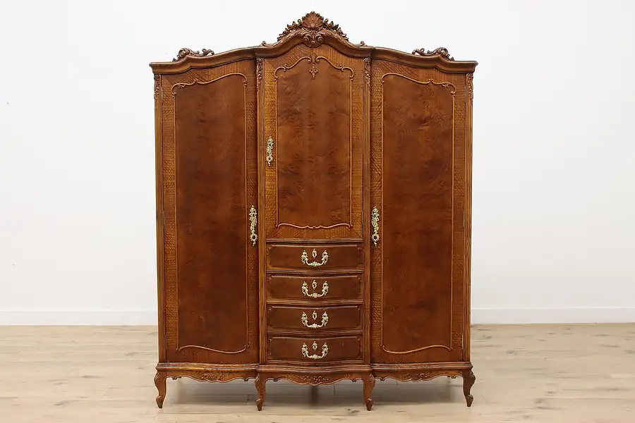 Main image of French Louis XV Antique Carved Armoire, Wardrobe, or Closet