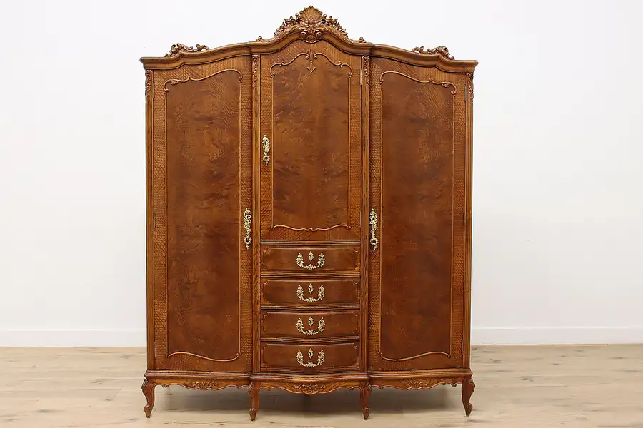 Main image of French Louis XV Antique Carved Armoire, Wardrobe, or Closet