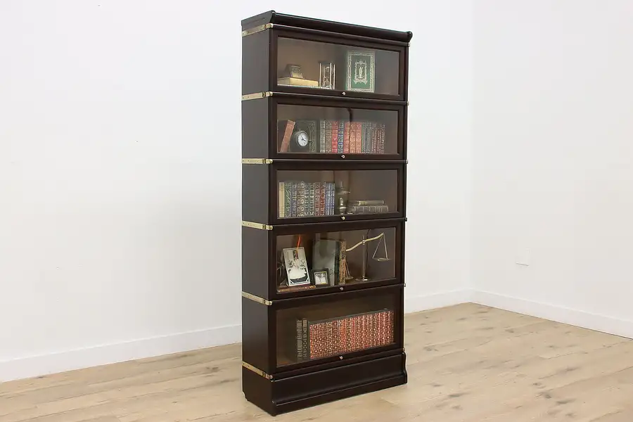 Main image of Globe Antique 5 Stack Office Lawyer Mahogany Bookcase