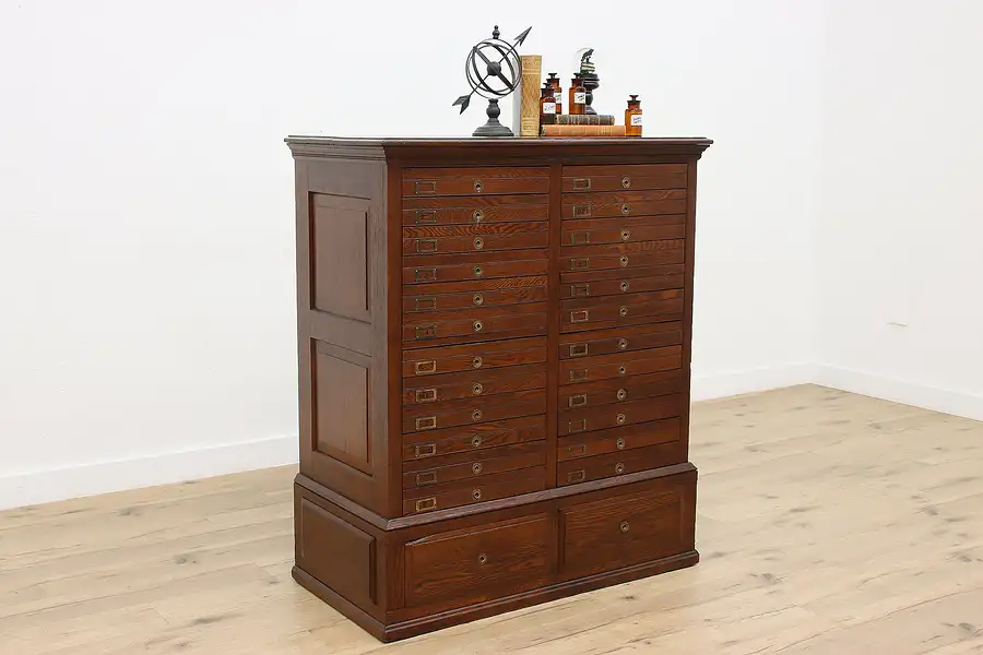 Main image of Museum Oak Antique Office Collector File Cabinet, 26 Cases