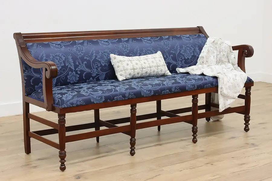 Main image of Georgian Design Antique Carved Mahogany Settee or Hall Bench