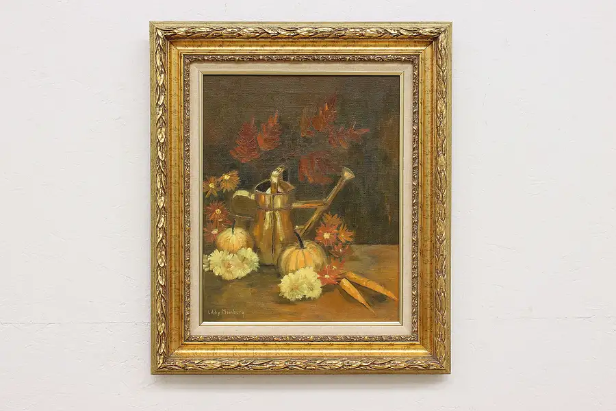 Main image of Autumn Still Life Vintage Original Oil Painting Meinberg 28"