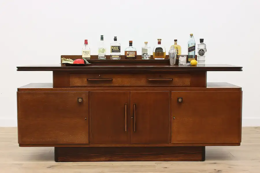 Main image of Dutch Art Deco Antique Oak Sideboard or Bar Cabinet, Jansen