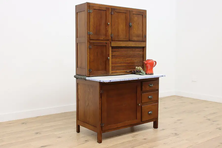 Main image of Farmhouse Kitchen Antique Oak Pantry Cabinet or Cupboard