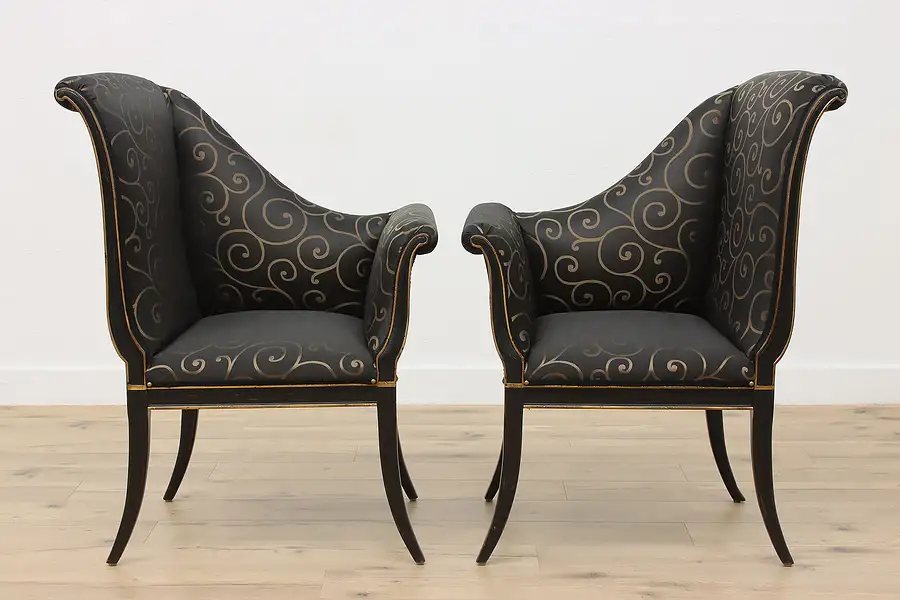 Main image of Pair of Vintage Hollywood Regency Upholstered Chairs, Karges