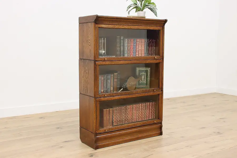 Main image of Stacking Antique Oak Lawyer Bookcase Display or Bath Cabinet