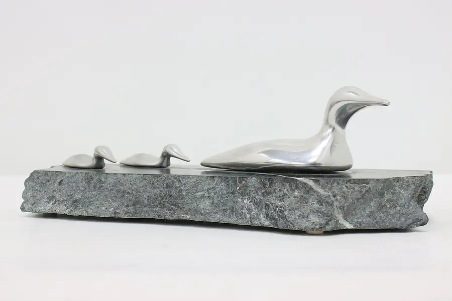 Main image of Hoselton Vintage Aluminum Loon Sculpture, Marble Base