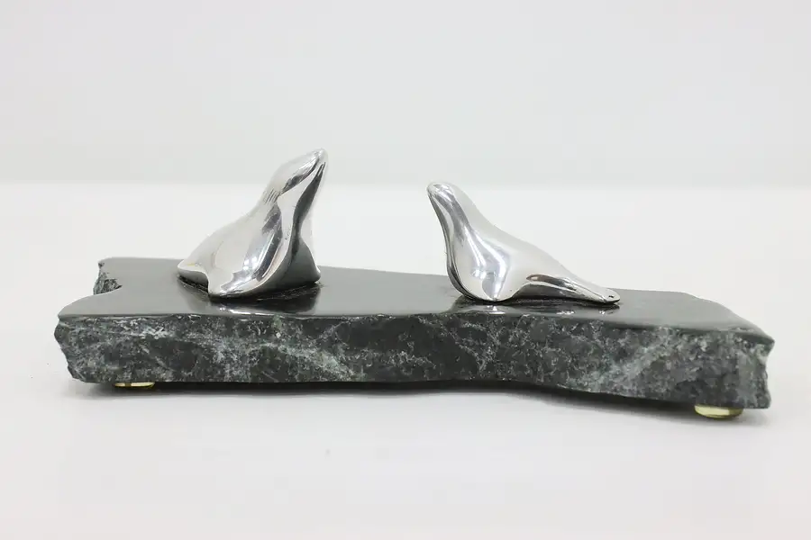 Main image of Hoselton Vintage Aluminum Seals Sculpture on Marble Base