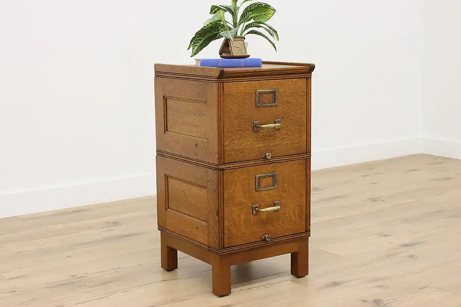 Main image of Traditional Antique Oak Stacking Office Library File Cabinet