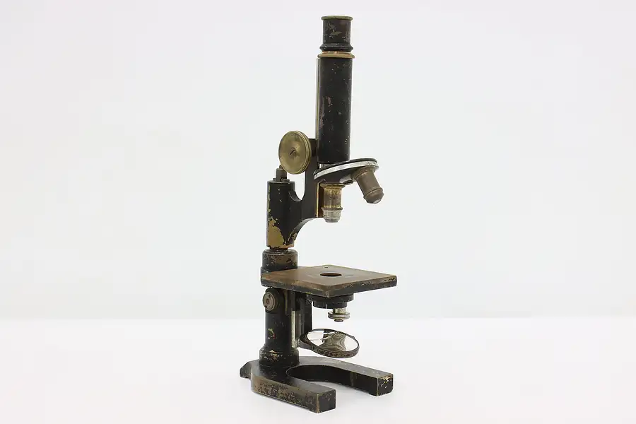 Main image of German Industrial Antique Laboratory Brass Microscope Leitz