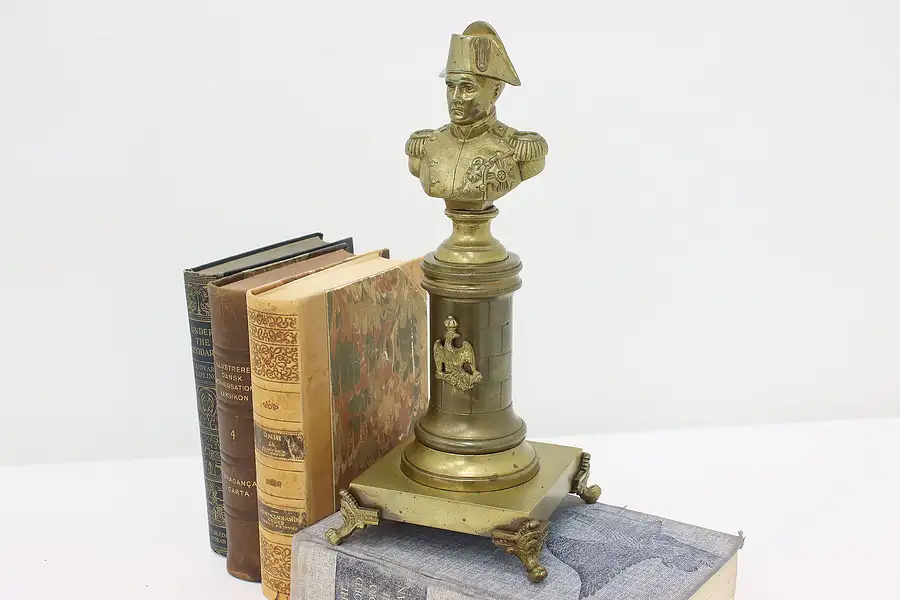 Main image of French Antique Brass Finish Napoleon Bust & Imperial Eagle