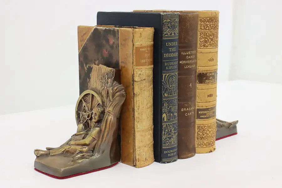 Main image of Huckleberry Finn Vintage Bronze Finish Bookends, PMC