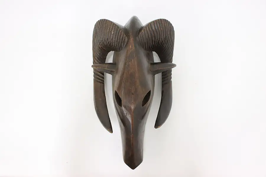 Main image of Traditional African Folk Art Hand Carved Vintage Ram Mask