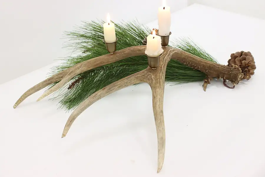 Main image of Farmhouse Vintage Mule Deer Antler Candle Holder