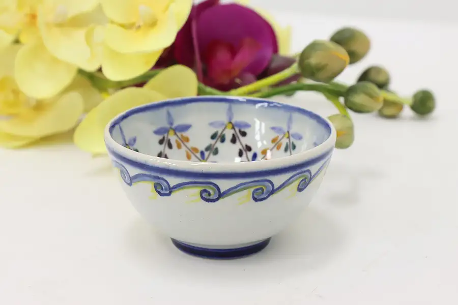 Main image of Painted Vintage Ceramic Jewelry or Candy Bowl Signed