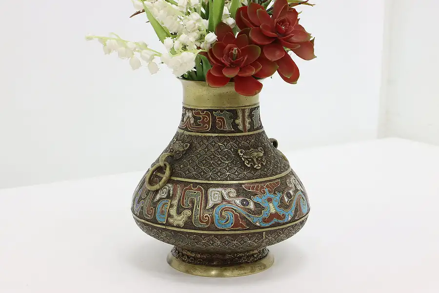 Main image of Japanese Antique Cloisonne Enamel over Bronze Vase