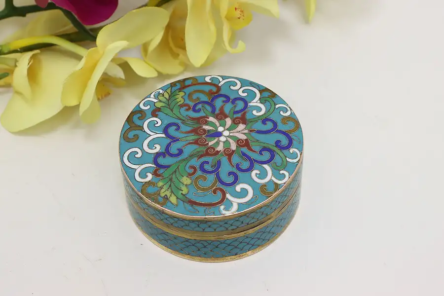 Main image of Chinese Vintage Cloisonne Enamel Jewelry or Trinket Box