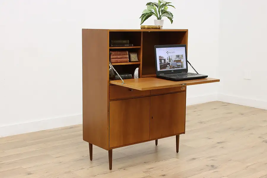 Main image of Midcentury Modern Vintage Danish Teak Bar Cabinet or Desk