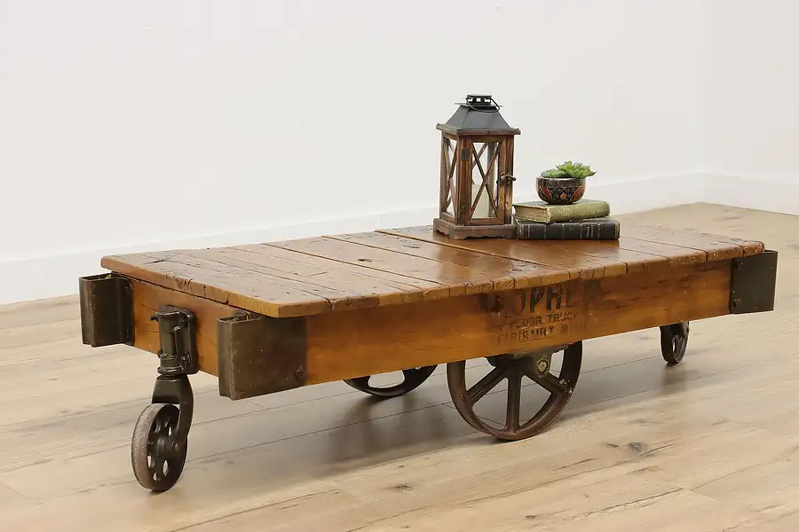 Main image of Railroad Cart Salvage Antique Industrial Coffee Table Gopher