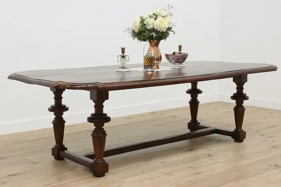 Main image of Italian Antique Walnut Salvage Harvest Dining Library Table