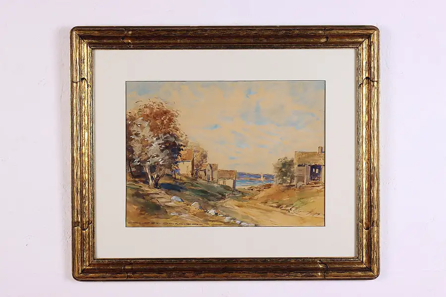 Main image of Seaside Village Original Vintage Painting, Cramer 23"