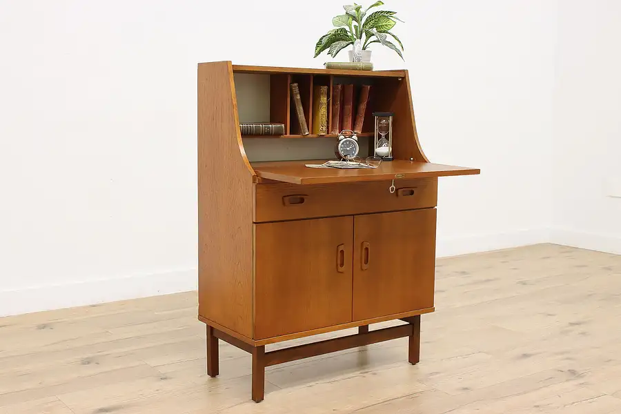 Main image of Danish Midcentury Modern Vintage Teak Drop Front Office Desk