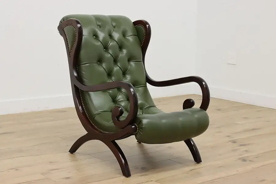 Main image of Georgian Design Vintage Leather & Birch Lounge Chair