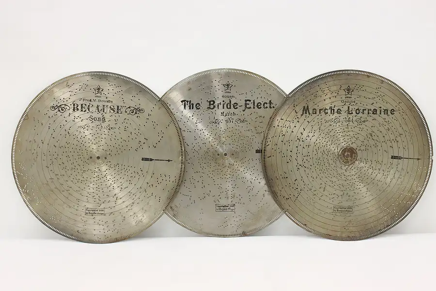 Main image of Set of 3 Antique Stella Music Box 17.25" Discs "The Bride"