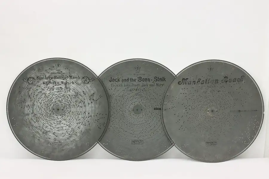 Main image of Set of 3 Antique Stella Music Box 17.25" Discs "Manhattan"