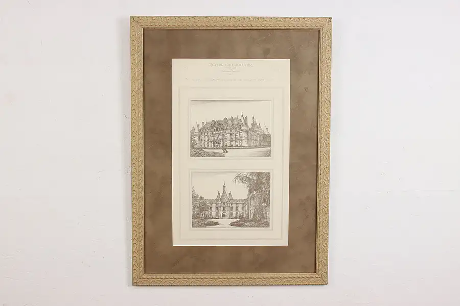 Main image of French Château D'Esclimont Antique Engraving 30.5"