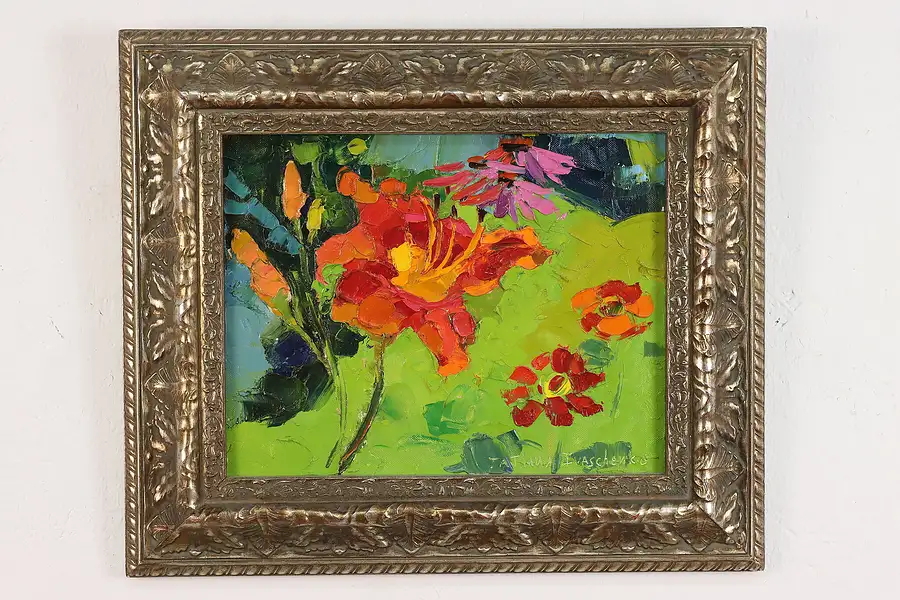 Main image of Tiger Lilies Vintage Original Oil Painting Ivaschenko 20"