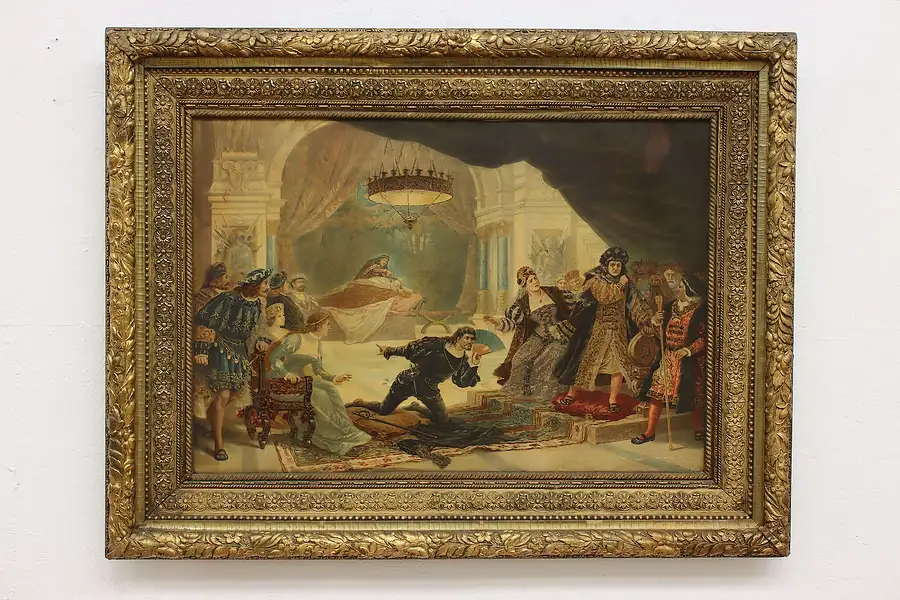 Main image of Hamlet The Play Scene Antique Print of Painting 39.5"