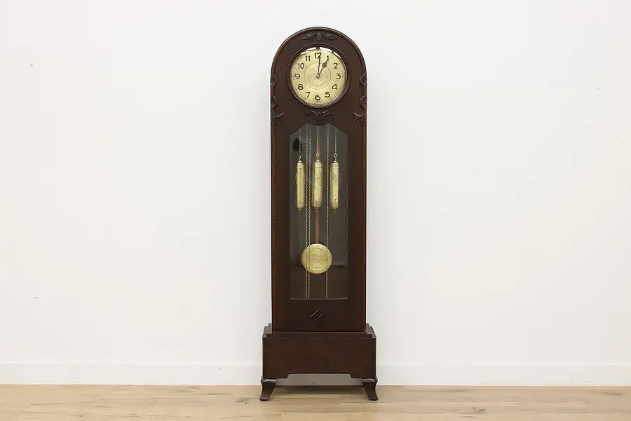 Main image of Art Deco Antique German Oak Tall Case Clock Westminster